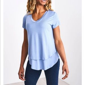 Latched Mama, V-Neck Boyfriend Nursing Tee - Medium / Cornflower Blue